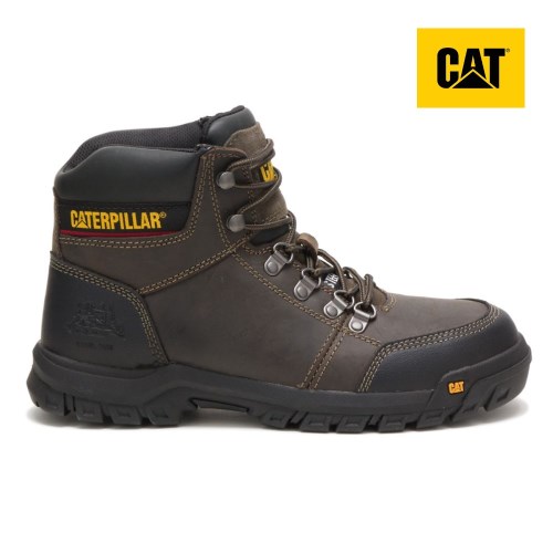 CAT Outline Steel Toe Men's Work Boots Chocolate (AU E-082) Australia